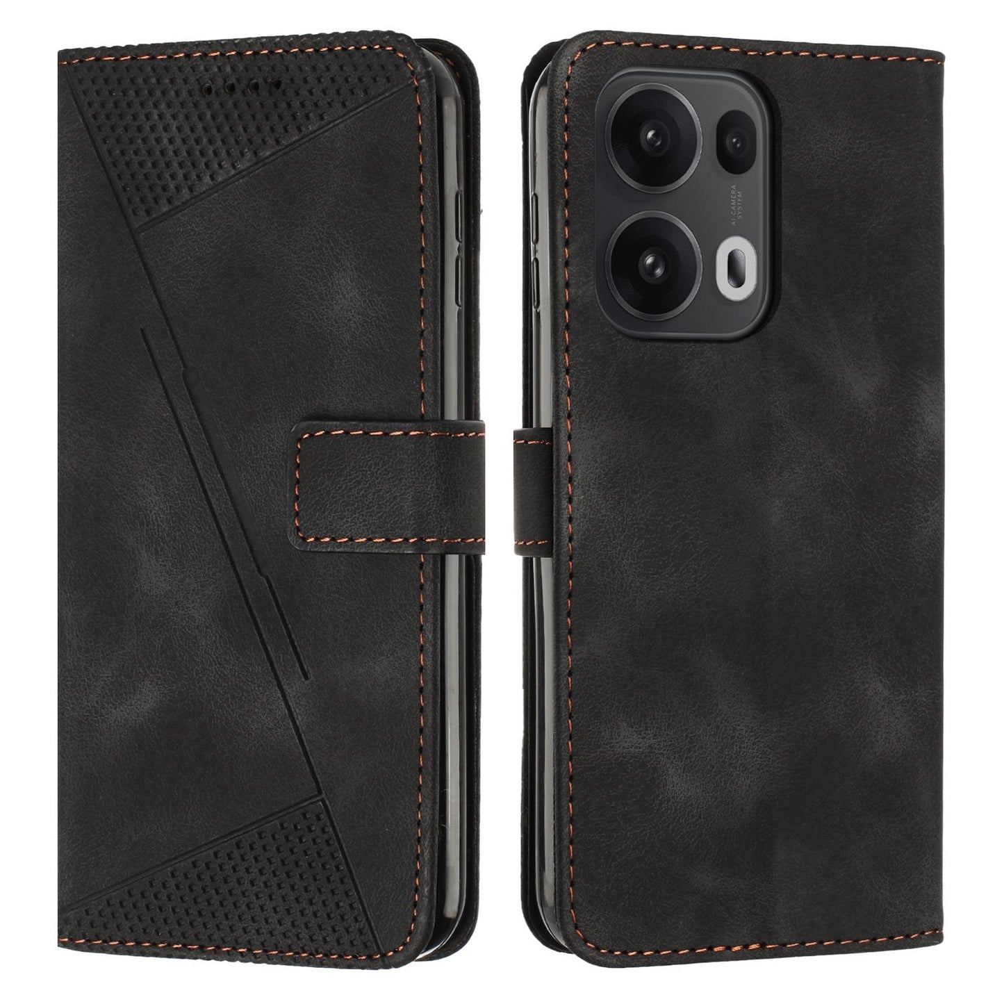 OPPO Reno13 Pro Dream Triangle Leather Wallet Phone Case with Lanyard, Card Slot, Cash Compartment, Foldable Kickstand, Shockproof PU TPU Protective Cover