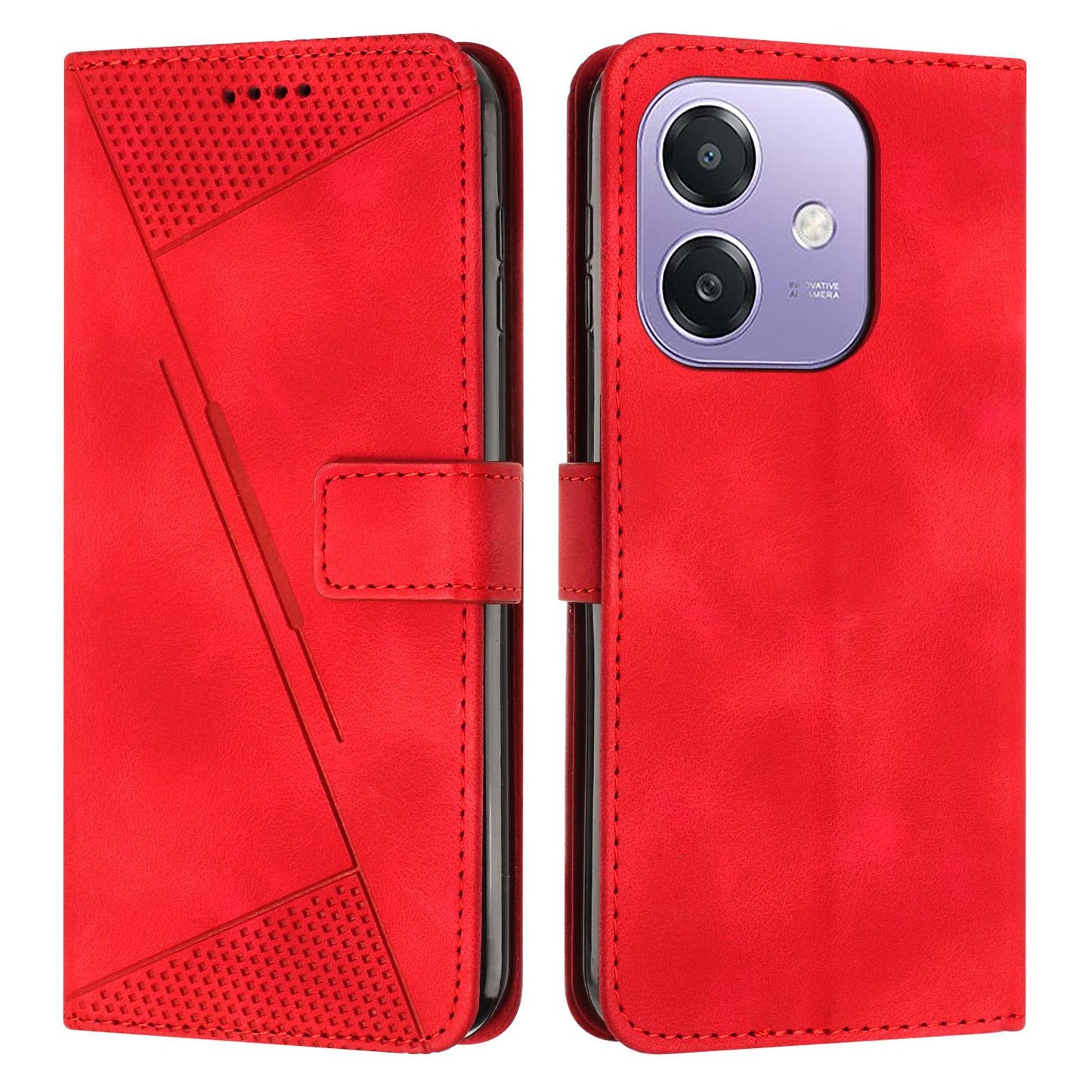 OPPO A5x 5G Dream Triangle Leather Wallet Phone Case with Lanyard, Card Slot, Cash Compartment, Foldable Kickstand, Shockproof PU TPU Protective Cover