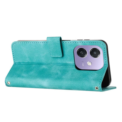 OPPO A5x 5G Dream Triangle Leather Wallet Phone Case with Lanyard, Card Slot, Cash Compartment, Foldable Kickstand, Shockproof PU TPU Protective Cover