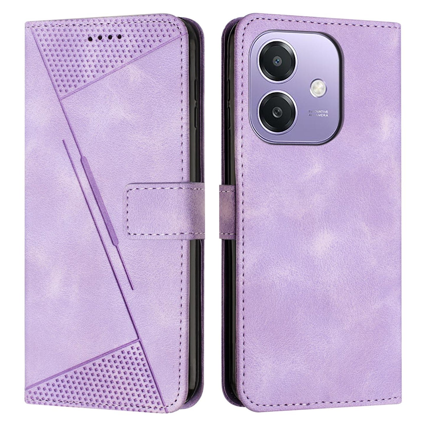 OPPO A5x 5G Dream Triangle Leather Wallet Phone Case with Lanyard, Card Slot, Cash Compartment, Foldable Kickstand, Shockproof PU TPU Protective Cover