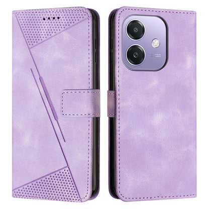 OPPO A5x 5G Dream Triangle Leather Wallet Phone Case with Lanyard, Card Slot, Cash Compartment, Foldable Kickstand, Shockproof PU TPU Protective Cover