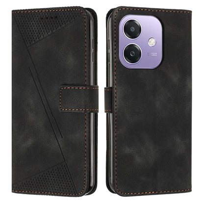 OPPO A5x 5G Dream Triangle Leather Wallet Phone Case with Lanyard, Card Slot, Cash Compartment, Foldable Kickstand, Shockproof PU TPU Protective Cover