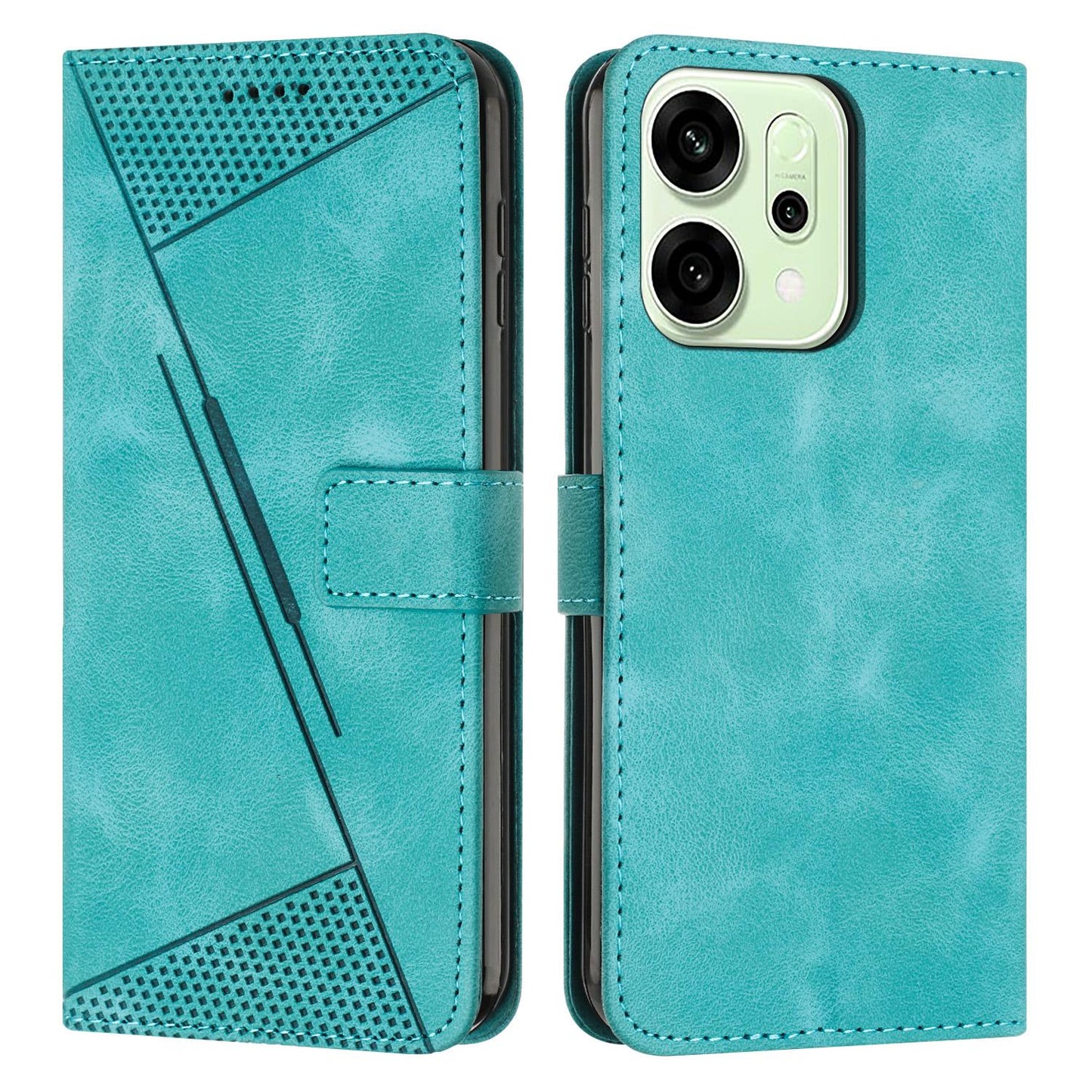 OPPO Reno14 Pro Dream Triangle Leather Wallet Phone Case with Lanyard, Card Slot, Cash Compartment, Foldable Kickstand, Shockproof PU TPU Protective Cover