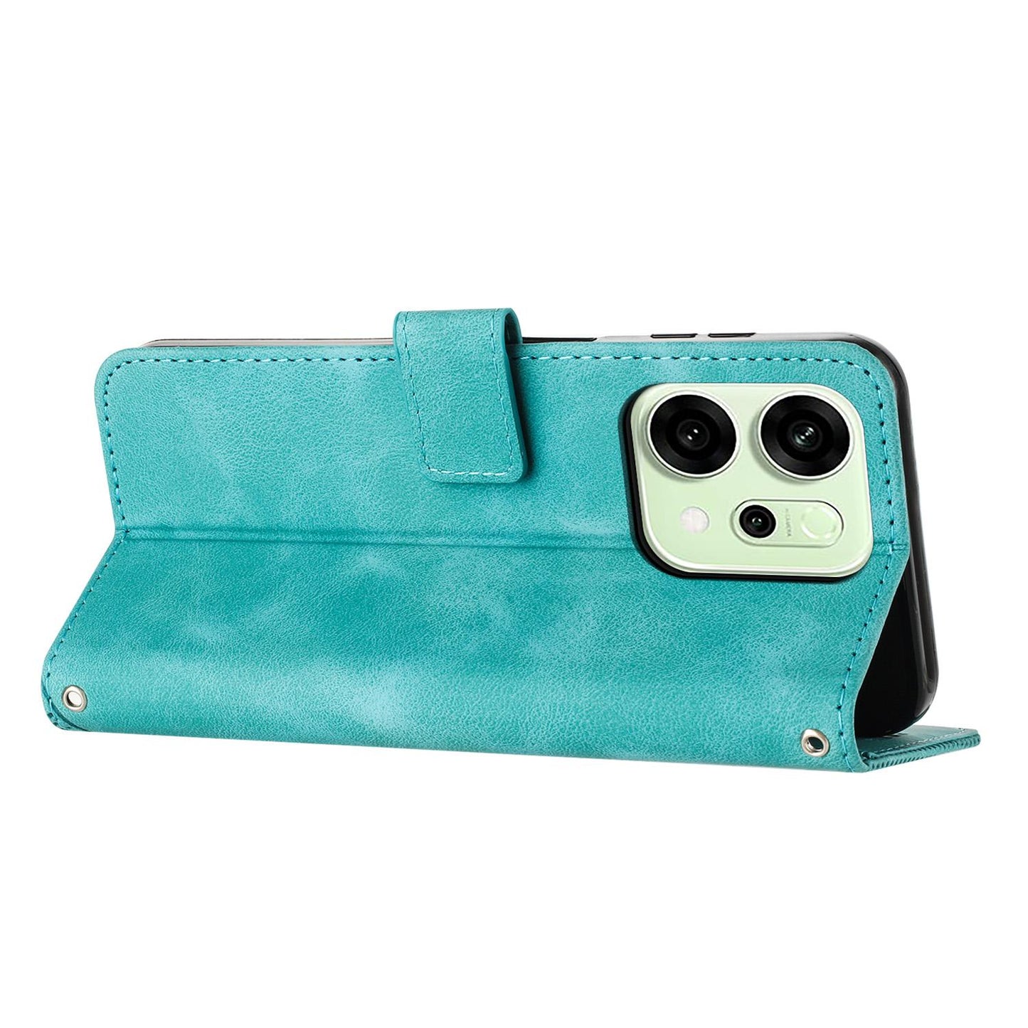 OPPO Reno14 Pro Dream Triangle Leather Wallet Phone Case with Lanyard, Card Slot, Cash Compartment, Foldable Kickstand, Shockproof PU TPU Protective Cover