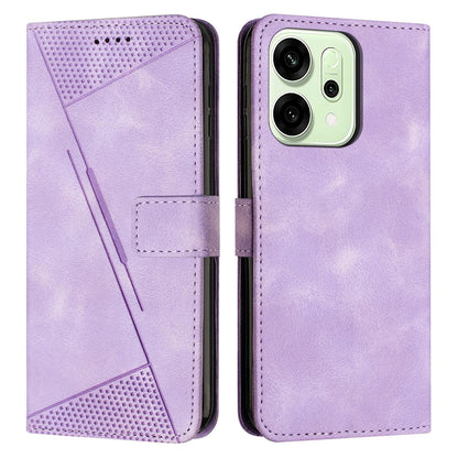 OPPO Reno14 Pro Dream Triangle Leather Wallet Phone Case with Lanyard, Card Slot, Cash Compartment, Foldable Kickstand, Shockproof PU TPU Protective Cover
