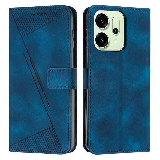 OPPO Reno14 Dream Triangle Leather Wallet Phone Case with Lanyard, Card Slot, Cash Compartment, Foldable Kickstand, Shockproof PU TPU Protective Cover