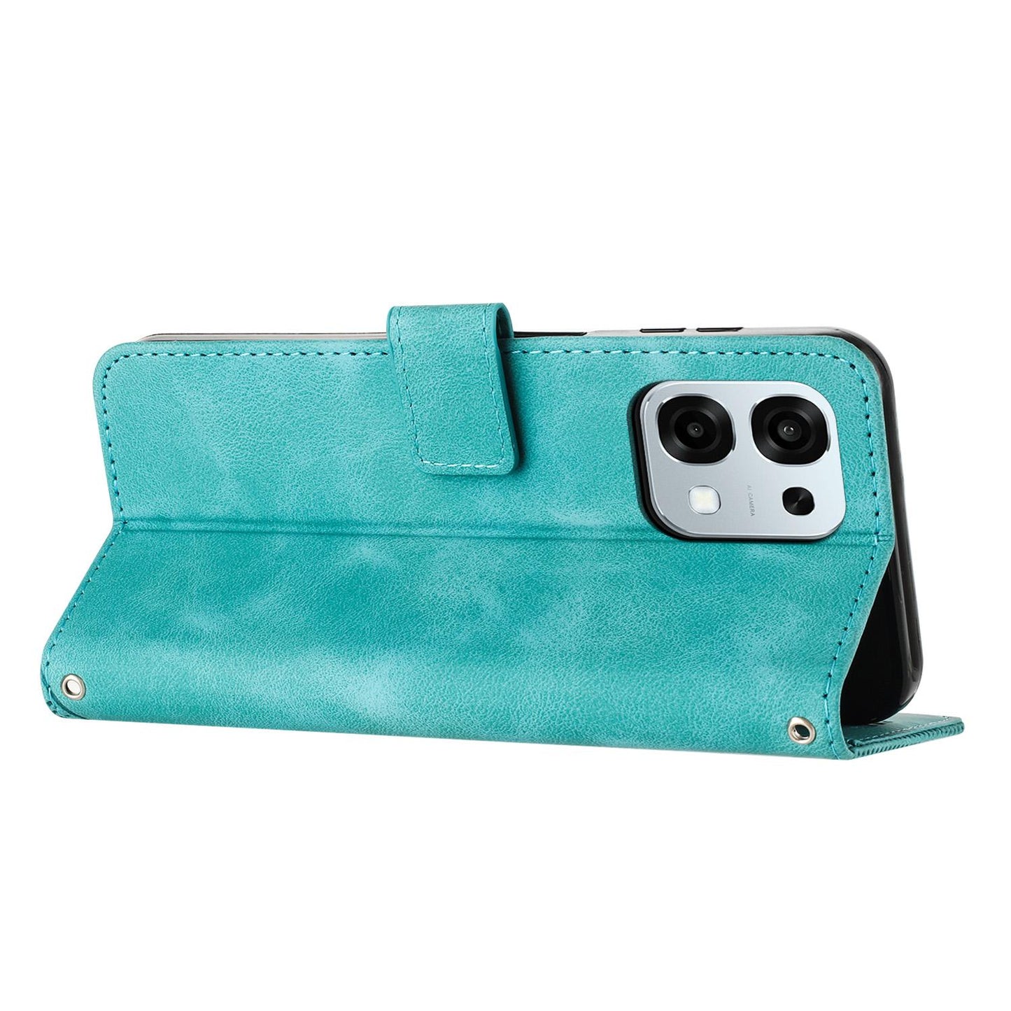 OPPO A6 Pro 5G Dream Triangle Leather Wallet Phone Case with Lanyard, Card Slot, Cash Compartment, Foldable Kickstand, Shockproof PU TPU Protective Cover