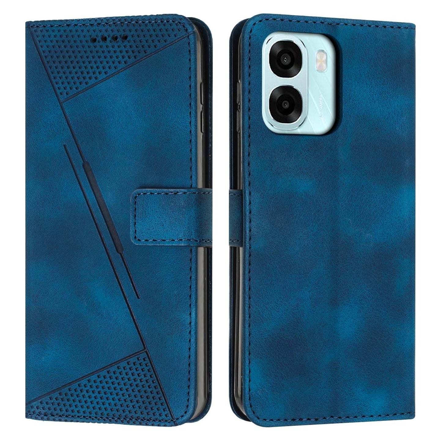 OPPO A6x 5G Dream Triangle Leather Wallet Phone Case with Lanyard, Card Slot, Cash Compartment, Foldable Kickstand, Shockproof PU TPU Protective Cover