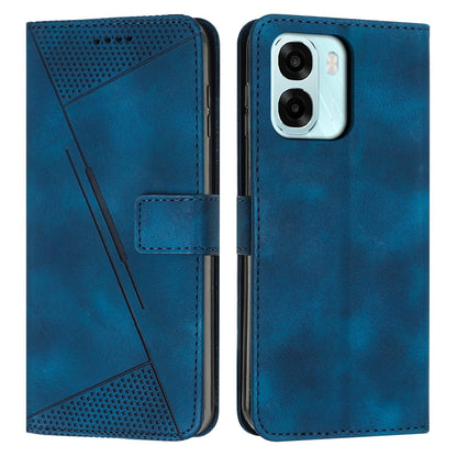 OPPO A6x 5G Dream Triangle Leather Wallet Phone Case with Lanyard, Card Slot, Cash Compartment, Foldable Kickstand, Shockproof PU TPU Protective Cover