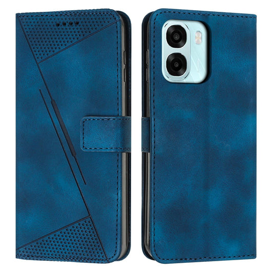 OPPO A6x 5G Dream Triangle Leather Wallet Phone Case with Lanyard, Card Slot, Cash Compartment, Foldable Kickstand, Shockproof PU TPU Protective Cover