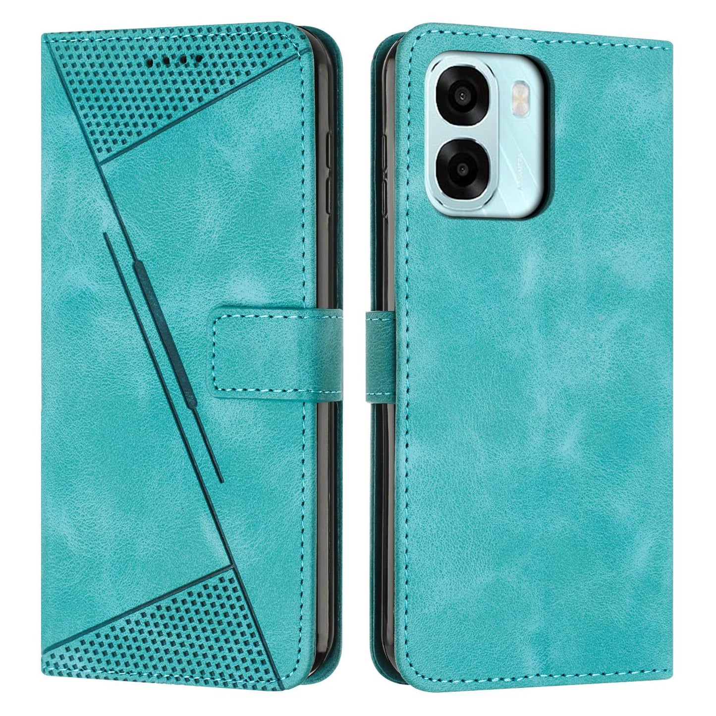 OPPO A6x 5G Dream Triangle Leather Wallet Phone Case with Lanyard, Card Slot, Cash Compartment, Foldable Kickstand, Shockproof PU TPU Protective Cover