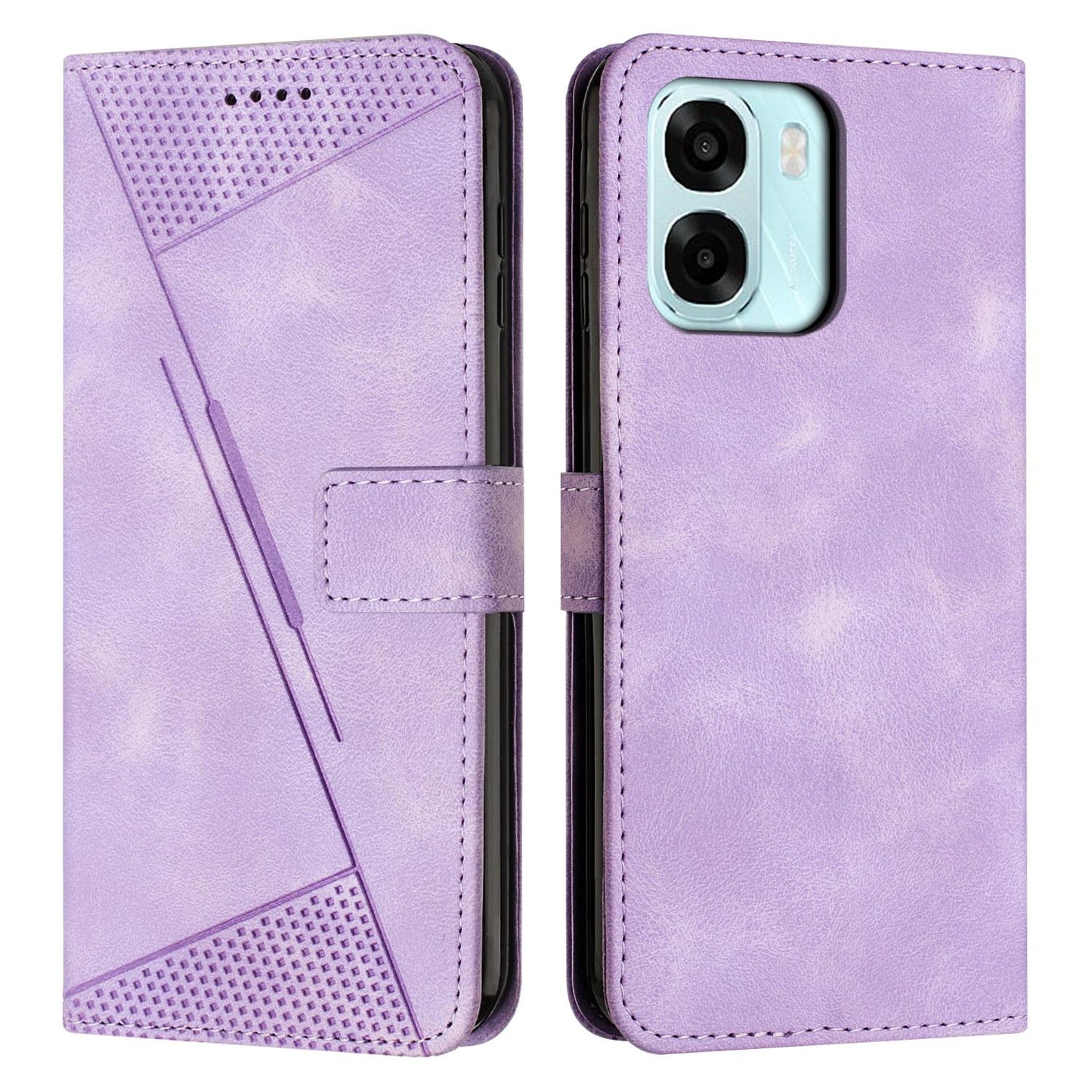 OPPO A6x 5G Dream Triangle Leather Wallet Phone Case with Lanyard, Card Slot, Cash Compartment, Foldable Kickstand, Shockproof PU TPU Protective Cover