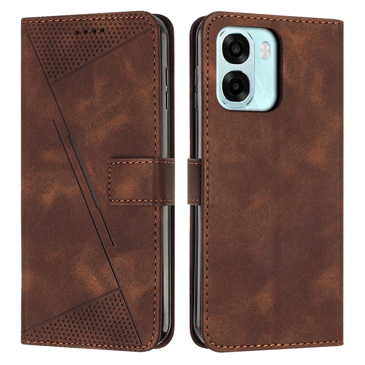 OPPO A6 5G Dream Triangle Leather Wallet Phone Case with Lanyard, Card Slot, Cash Compartment, Foldable Kickstand, Shockproof PU TPU Protective Cover