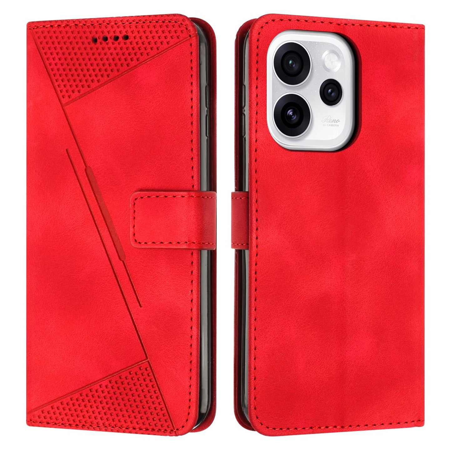 OPPO Reno15 Pro 5G Dream Triangle Leather Wallet Phone Case with Lanyard, Card Slot, Cash Compartment, Foldable Kickstand, Shockproof PU TPU Protective Cover