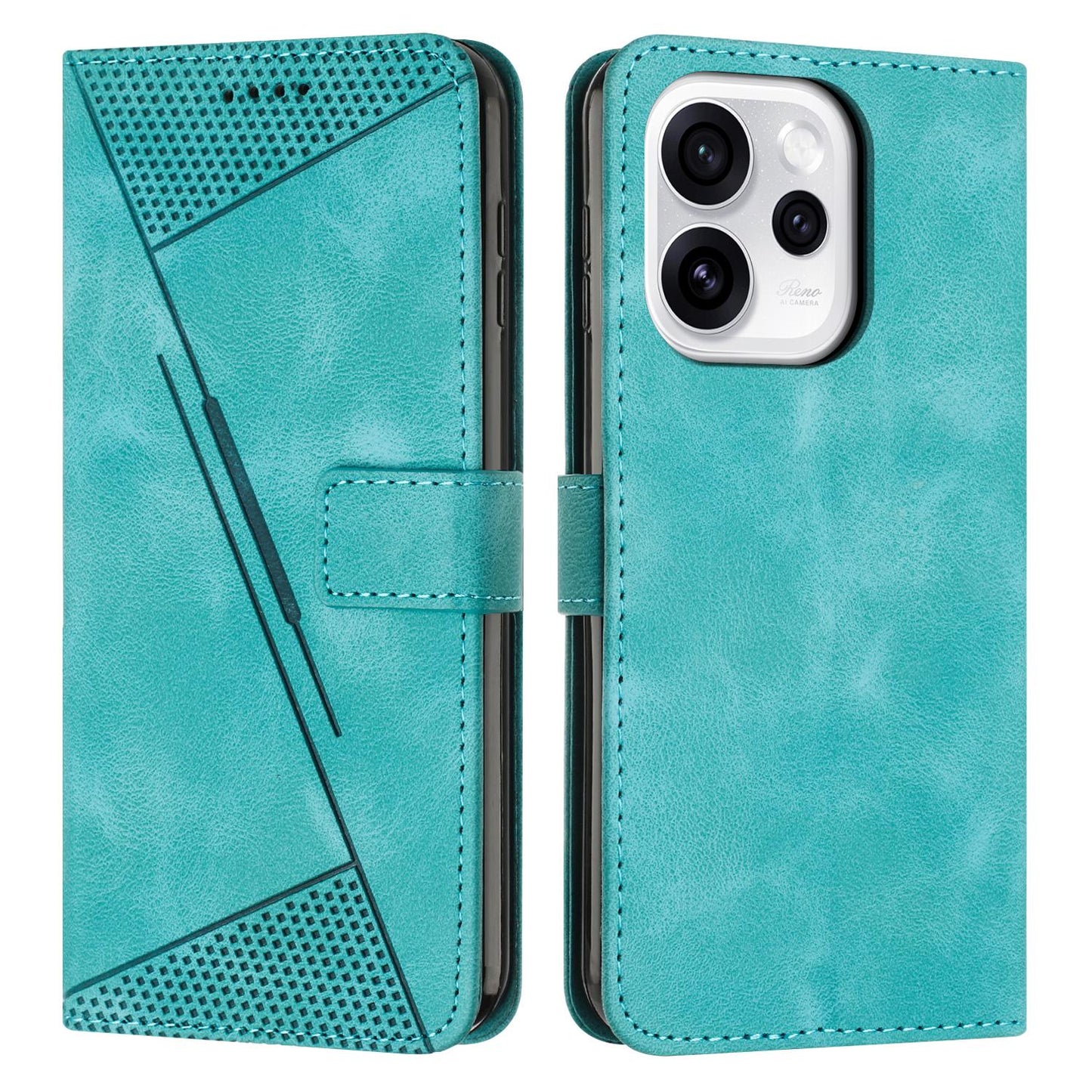 OPPO Reno15 Pro 5G Dream Triangle Leather Wallet Phone Case with Lanyard, Card Slot, Cash Compartment, Foldable Kickstand, Shockproof PU TPU Protective Cover