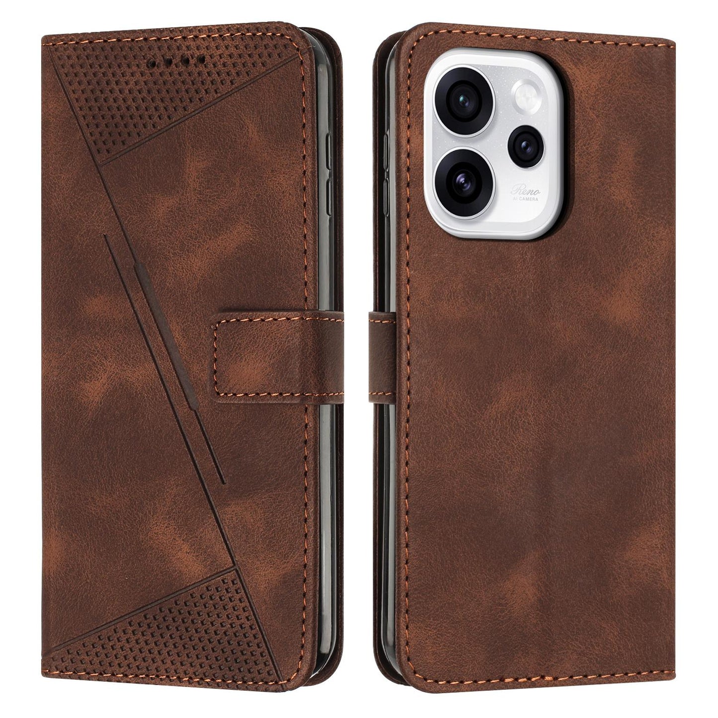 OPPO Reno15 Pro 5G Dream Triangle Leather Wallet Phone Case with Lanyard, Card Slot, Cash Compartment, Foldable Kickstand, Shockproof PU TPU Protective Cover