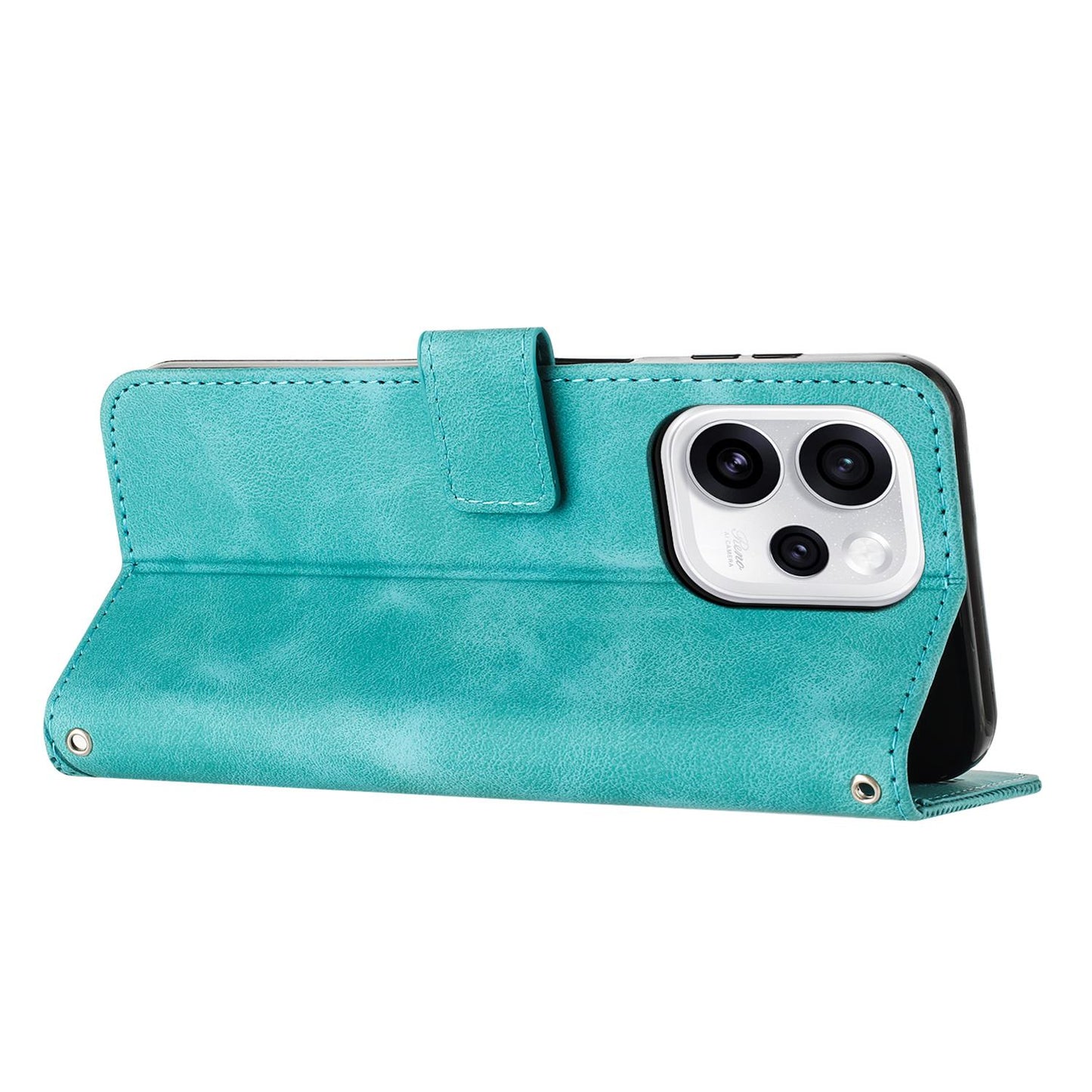 OPPO Reno15 F 5G Dream Triangle Leather Wallet Phone Case with Lanyard, Card Slot, Cash Compartment, Foldable Kickstand, Shockproof PU TPU Protective Cover