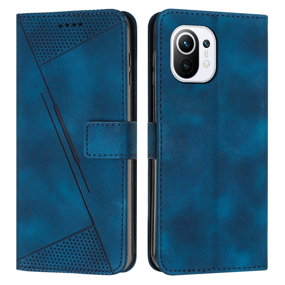 Xiaomi Mi 11 Lite Dream Triangle Leather Wallet Phone Case with Lanyard, Card Slot, Cash Compartment, Foldable Kickstand, Shockproof PU TPU Protective Cover