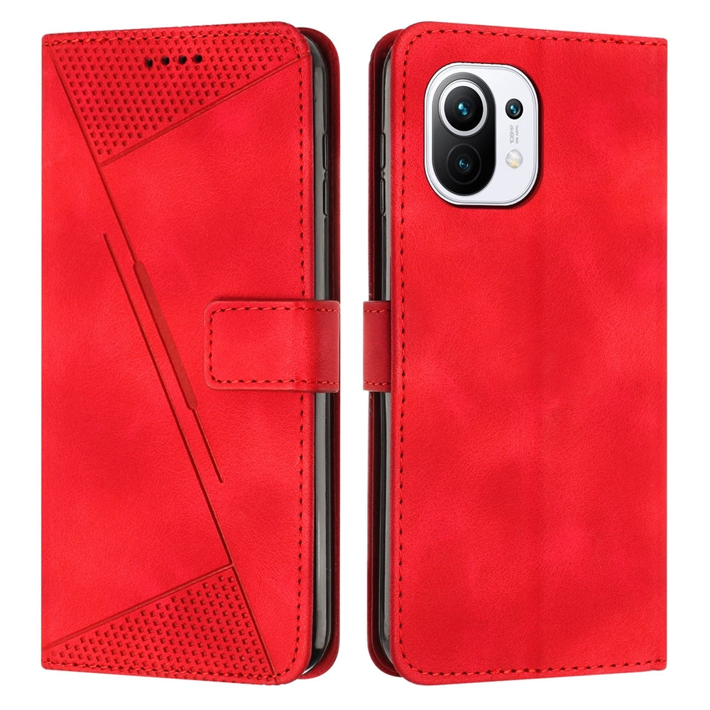 Xiaomi Mi 11 Lite Dream Triangle Leather Wallet Phone Case with Lanyard, Card Slot, Cash Compartment, Foldable Kickstand, Shockproof PU TPU Protective Cover