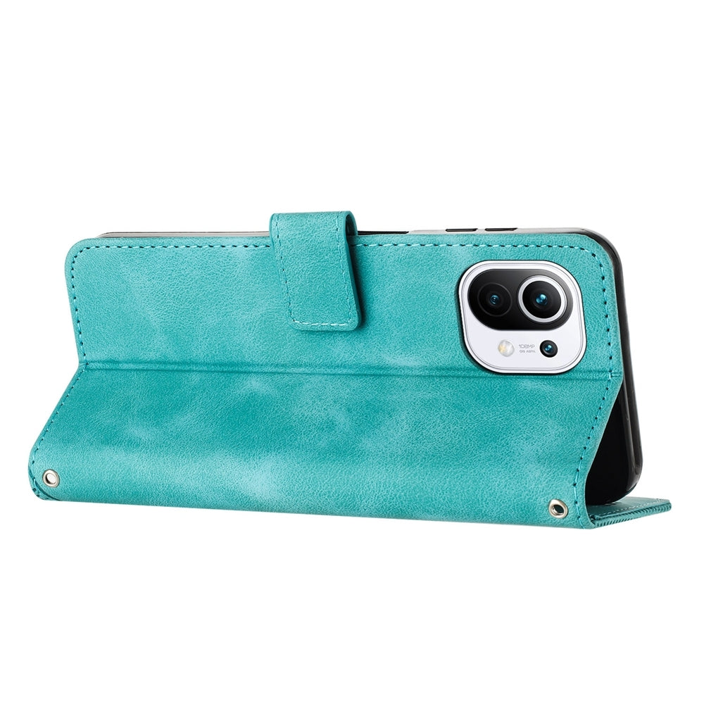 Xiaomi Mi 11 Lite Dream Triangle Leather Wallet Phone Case with Lanyard, Card Slot, Cash Compartment, Foldable Kickstand, Shockproof PU TPU Protective Cover