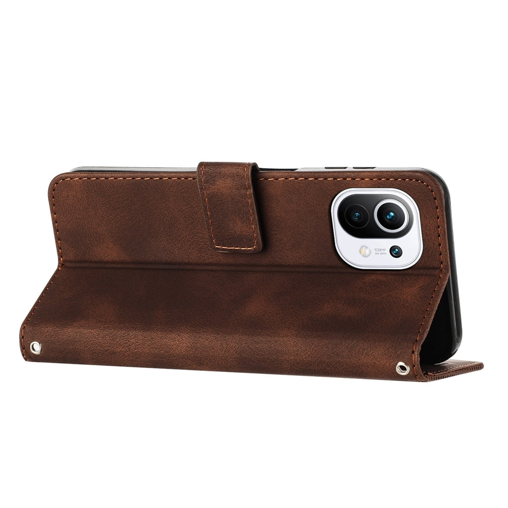 Xiaomi Mi 11 Lite Dream Triangle Leather Wallet Phone Case with Lanyard, Card Slot, Cash Compartment, Foldable Kickstand, Shockproof PU TPU Protective Cover