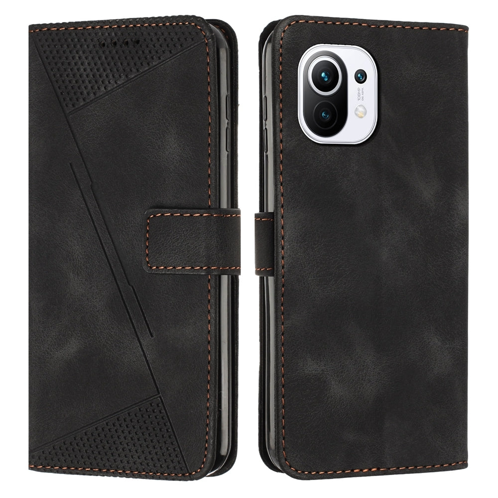 Xiaomi Mi 11 Lite Dream Triangle Leather Wallet Phone Case with Lanyard, Card Slot, Cash Compartment, Foldable Kickstand, Shockproof PU TPU Protective Cover