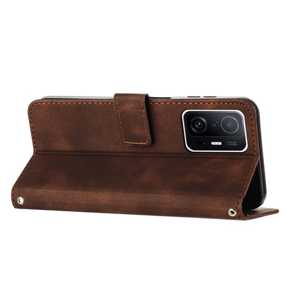 Xiaomi 11T Dream Triangle Leather Wallet Phone Case with Lanyard, Card Slot, Cash Compartment, Foldable Kickstand, Shockproof PU TPU Protective Cover