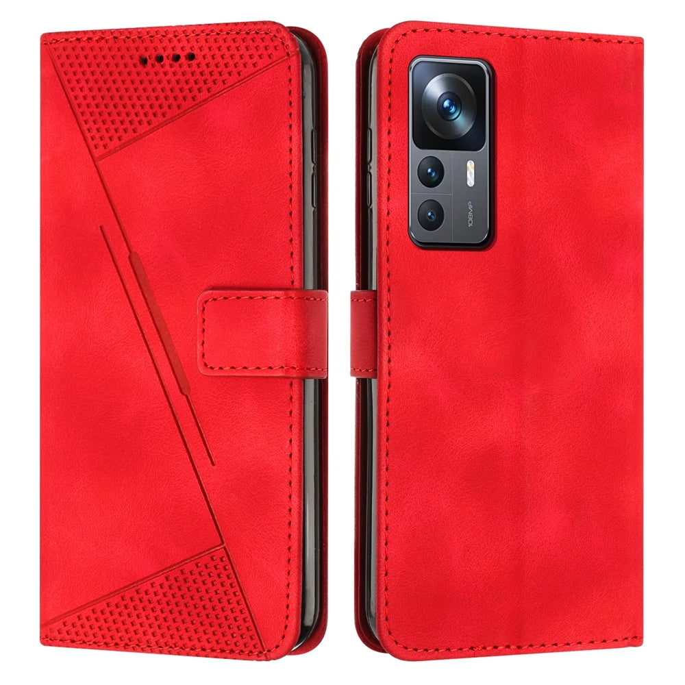Xiaomi 12T Pro Dream Triangle Leather Wallet Phone Case with Lanyard, Card Slot, Cash Compartment, Foldable Kickstand, Shockproof PU TPU Protective Cover
