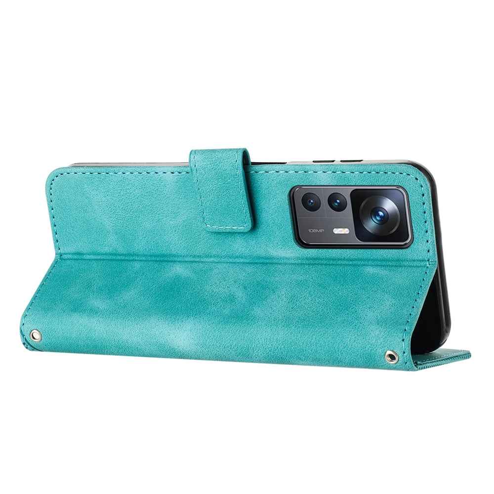 Xiaomi 12T Pro Dream Triangle Leather Wallet Phone Case with Lanyard, Card Slot, Cash Compartment, Foldable Kickstand, Shockproof PU TPU Protective Cover