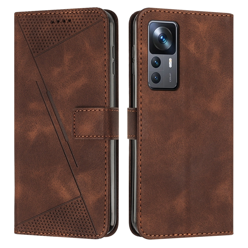 Xiaomi 12T Pro Dream Triangle Leather Wallet Phone Case with Lanyard, Card Slot, Cash Compartment, Foldable Kickstand, Shockproof PU TPU Protective Cover