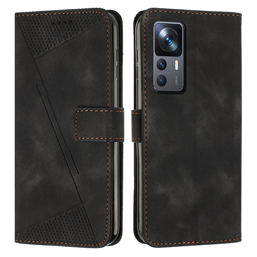 Xiaomi 12T Pro Dream Triangle Leather Wallet Phone Case with Lanyard, Card Slot, Cash Compartment, Foldable Kickstand, Shockproof PU TPU Protective Cover