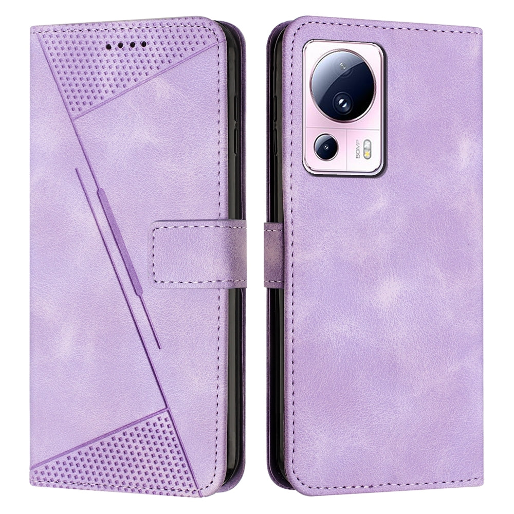 Xiaomi 13 Lite Dream Triangle Leather Wallet Phone Case with Lanyard, Card Slot, Cash Compartment, Foldable Kickstand, Shockproof PU TPU Protective Cover