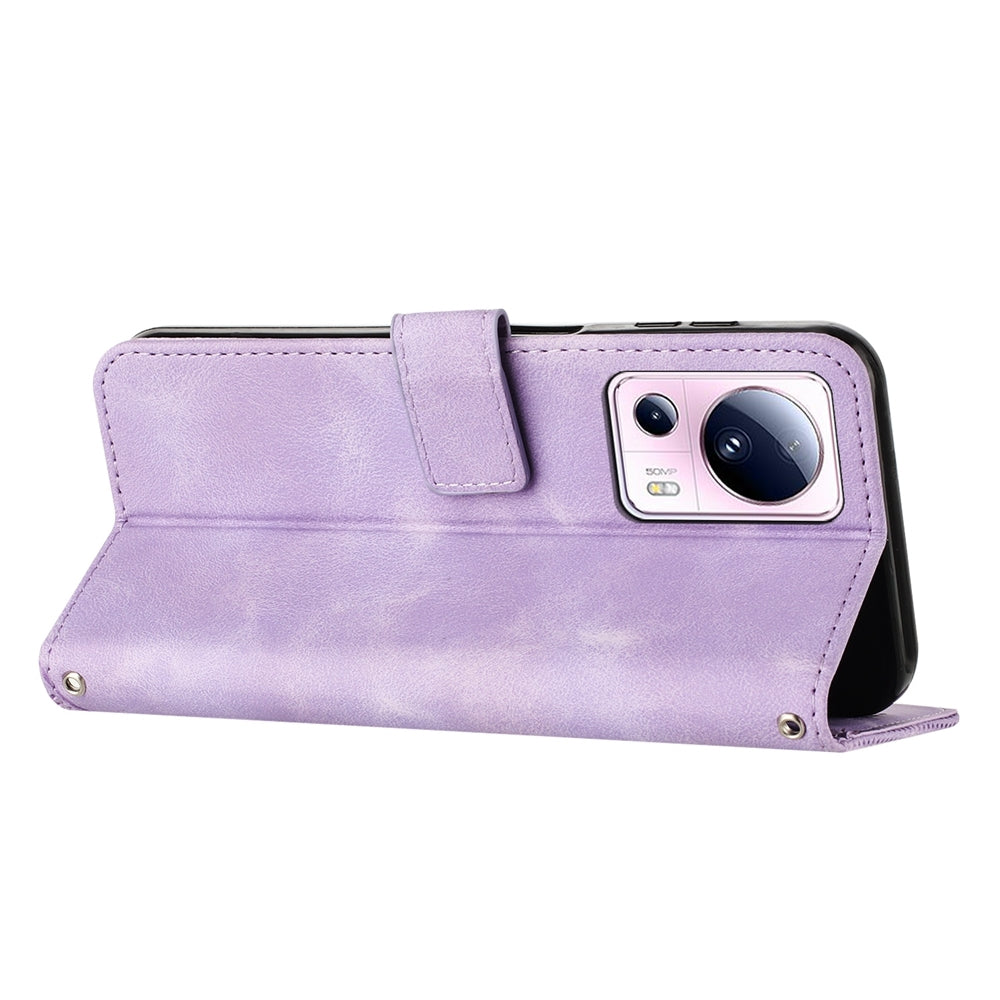 Xiaomi 13 Lite Dream Triangle Leather Wallet Phone Case with Lanyard, Card Slot, Cash Compartment, Foldable Kickstand, Shockproof PU TPU Protective Cover