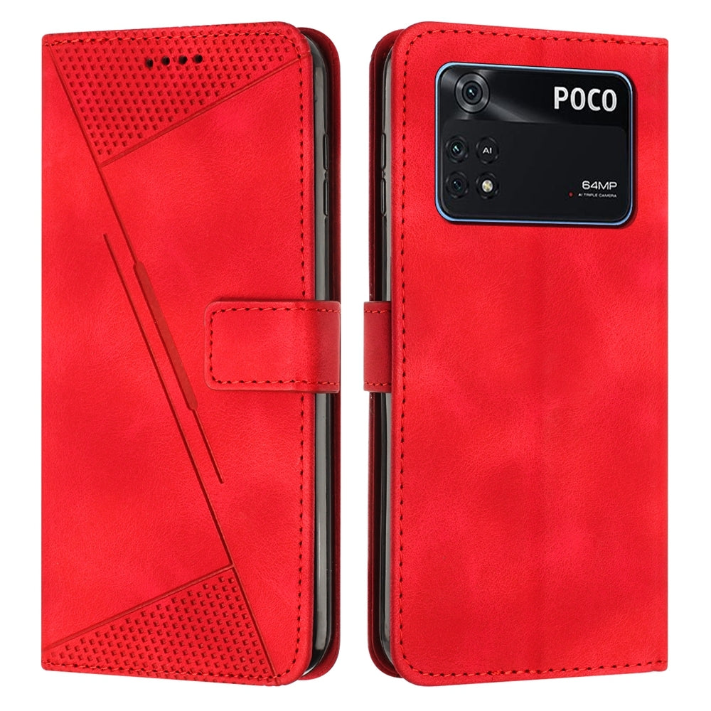 Xiaomi Poco M4 Pro 4G Dream Triangle Leather Wallet Phone Case with Lanyard, Card Slot, Cash Compartment, Foldable Kickstand, Shockproof PU TPU Protective Cover