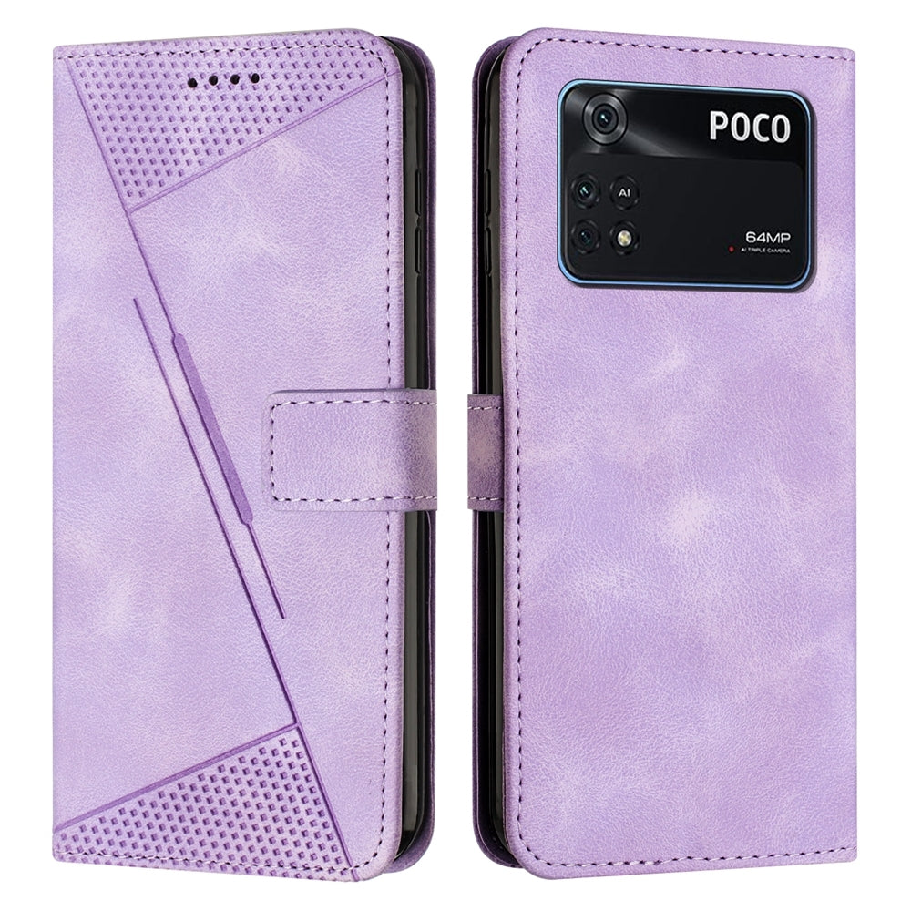 Xiaomi Poco M4 Pro 4G Dream Triangle Leather Wallet Phone Case with Lanyard, Card Slot, Cash Compartment, Foldable Kickstand, Shockproof PU TPU Protective Cover
