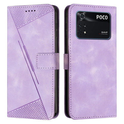 Xiaomi Poco M4 Pro 4G Dream Triangle Leather Wallet Phone Case with Lanyard, Card Slot, Cash Compartment, Foldable Kickstand, Shockproof PU TPU Protective Cover