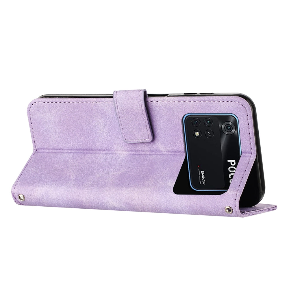 Xiaomi Poco M4 Pro 4G Dream Triangle Leather Wallet Phone Case with Lanyard, Card Slot, Cash Compartment, Foldable Kickstand, Shockproof PU TPU Protective Cover