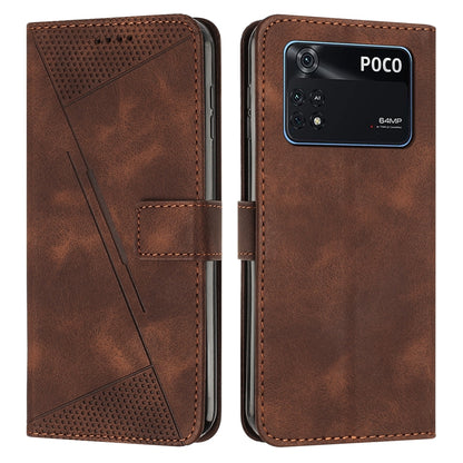 Xiaomi Poco M4 Pro 4G Dream Triangle Leather Wallet Phone Case with Lanyard, Card Slot, Cash Compartment, Foldable Kickstand, Shockproof PU TPU Protective Cover
