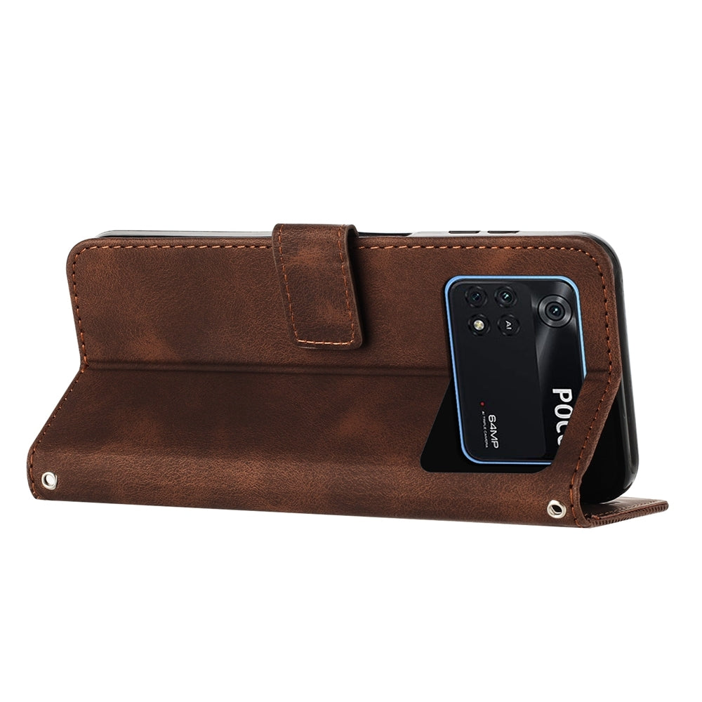 Xiaomi Poco M4 Pro 4G Dream Triangle Leather Wallet Phone Case with Lanyard, Card Slot, Cash Compartment, Foldable Kickstand, Shockproof PU TPU Protective Cover
