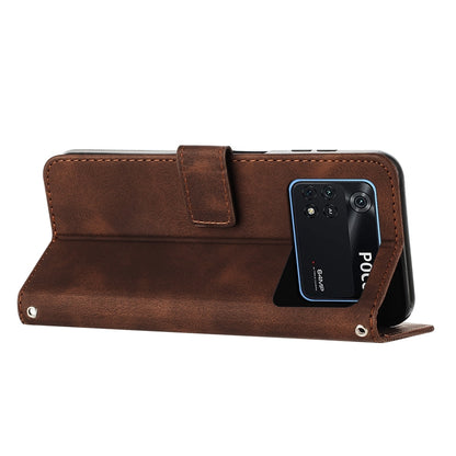 Xiaomi Poco M4 Pro 4G Dream Triangle Leather Wallet Phone Case with Lanyard, Card Slot, Cash Compartment, Foldable Kickstand, Shockproof PU TPU Protective Cover