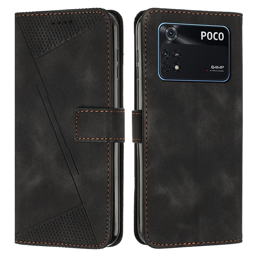 Xiaomi Poco M4 Pro 4G Dream Triangle Leather Wallet Phone Case with Lanyard, Card Slot, Cash Compartment, Foldable Kickstand, Shockproof PU TPU Protective Cover