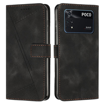 Xiaomi Poco M4 Pro 4G Dream Triangle Leather Wallet Phone Case with Lanyard, Card Slot, Cash Compartment, Foldable Kickstand, Shockproof PU TPU Protective Cover