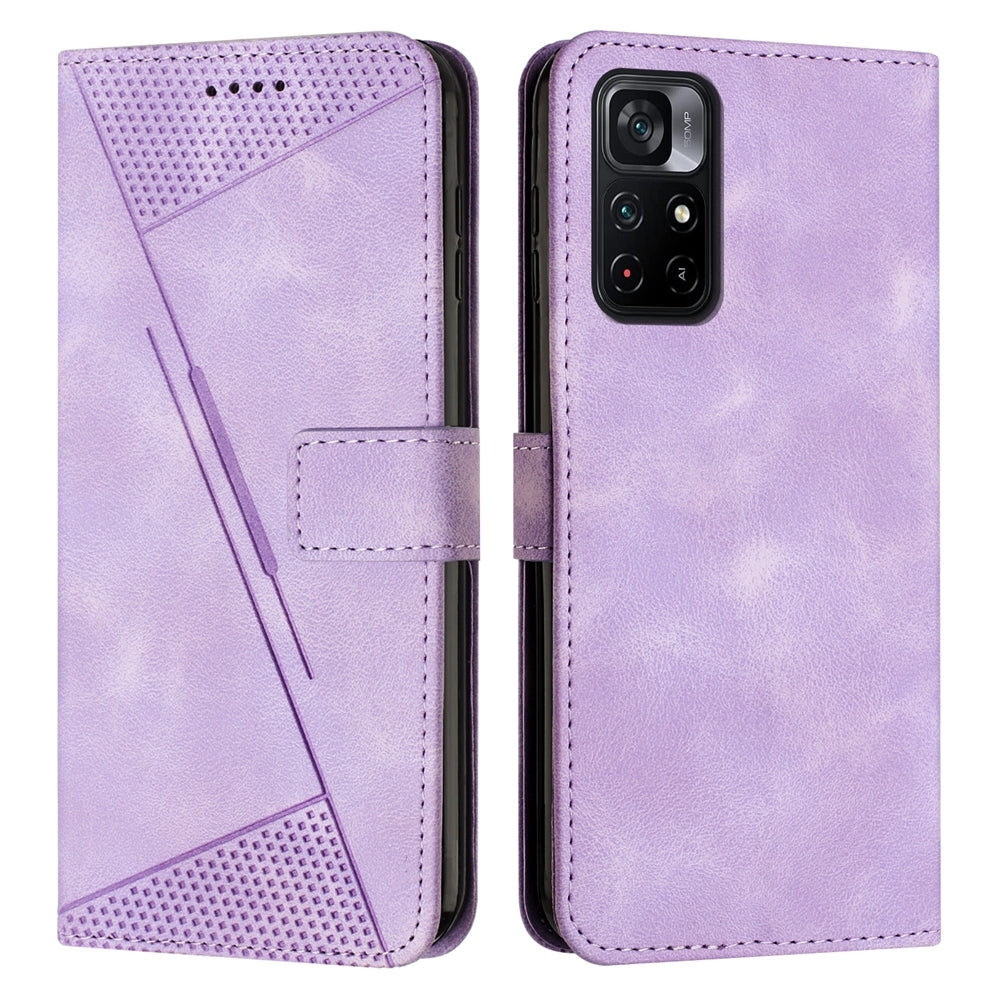 Xiaomi Poco M4 Pro 5G Dream Triangle Leather Wallet Phone Case with Lanyard, Card Slot, Cash Compartment, Foldable Kickstand, Shockproof PU TPU Protective Cover