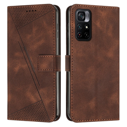 Xiaomi Poco M4 Pro 5G Dream Triangle Leather Wallet Phone Case with Lanyard, Card Slot, Cash Compartment, Foldable Kickstand, Shockproof PU TPU Protective Cover