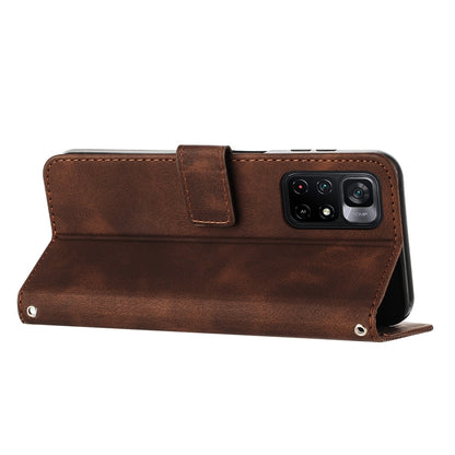 Xiaomi Poco M4 Pro 5G Dream Triangle Leather Wallet Phone Case with Lanyard, Card Slot, Cash Compartment, Foldable Kickstand, Shockproof PU TPU Protective Cover