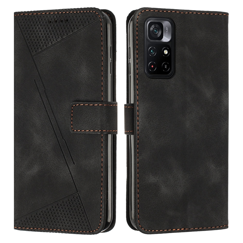 Xiaomi Poco M4 Pro 5G Dream Triangle Leather Wallet Phone Case with Lanyard, Card Slot, Cash Compartment, Foldable Kickstand, Shockproof PU TPU Protective Cover