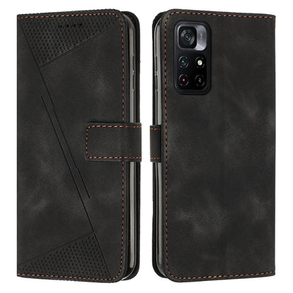 Xiaomi Poco M4 Pro 5G Dream Triangle Leather Wallet Phone Case with Lanyard, Card Slot, Cash Compartment, Foldable Kickstand, Shockproof PU TPU Protective Cover