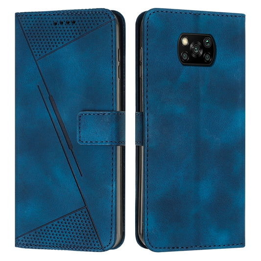 Xiaomi Poco X3 NFC Dream Triangle Leather Wallet Phone Case with Lanyard, Card Slot, Cash Compartment, Foldable Kickstand, Shockproof PU TPU Protective Cover