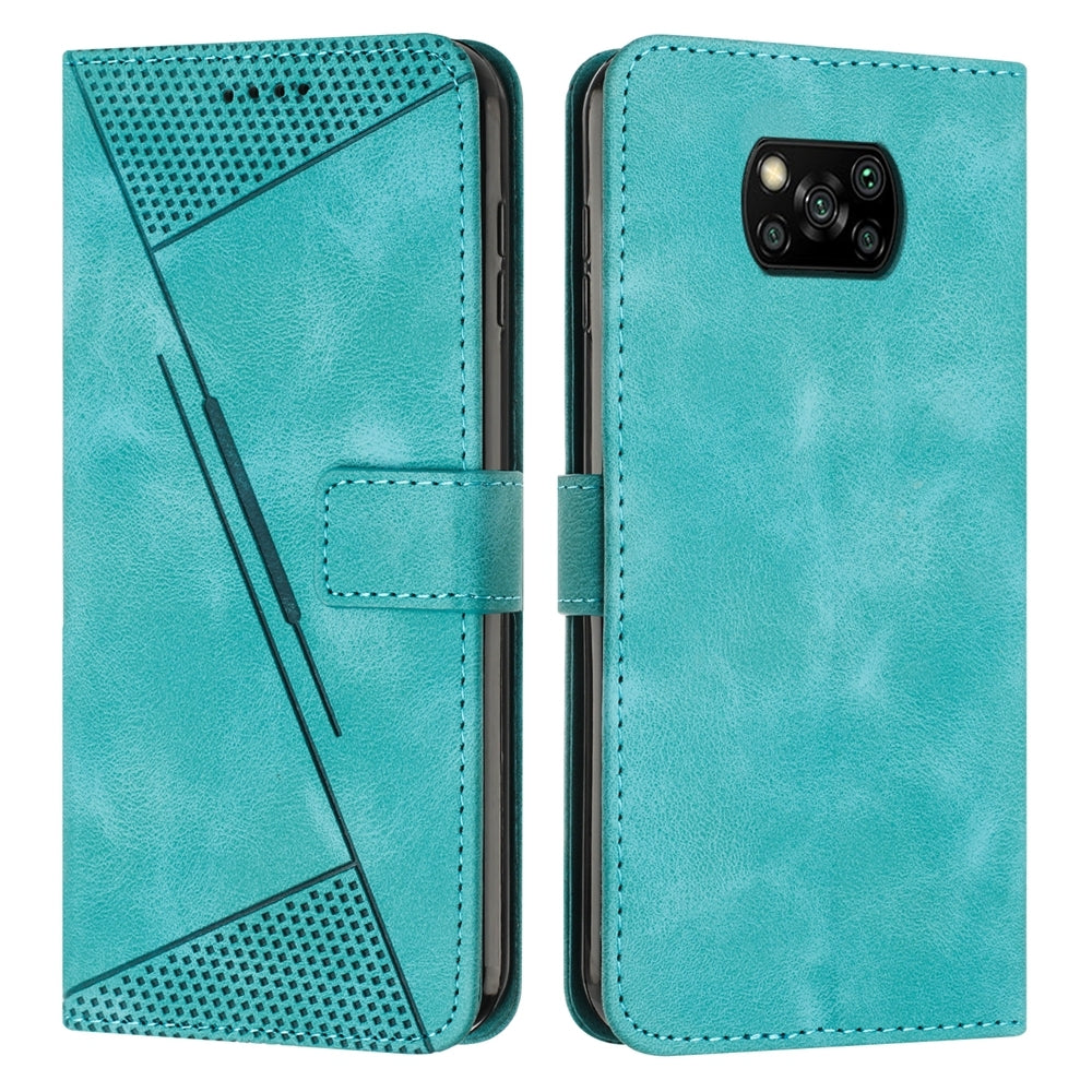 Xiaomi Poco X3 NFC Dream Triangle Leather Wallet Phone Case with Lanyard, Card Slot, Cash Compartment, Foldable Kickstand, Shockproof PU TPU Protective Cover