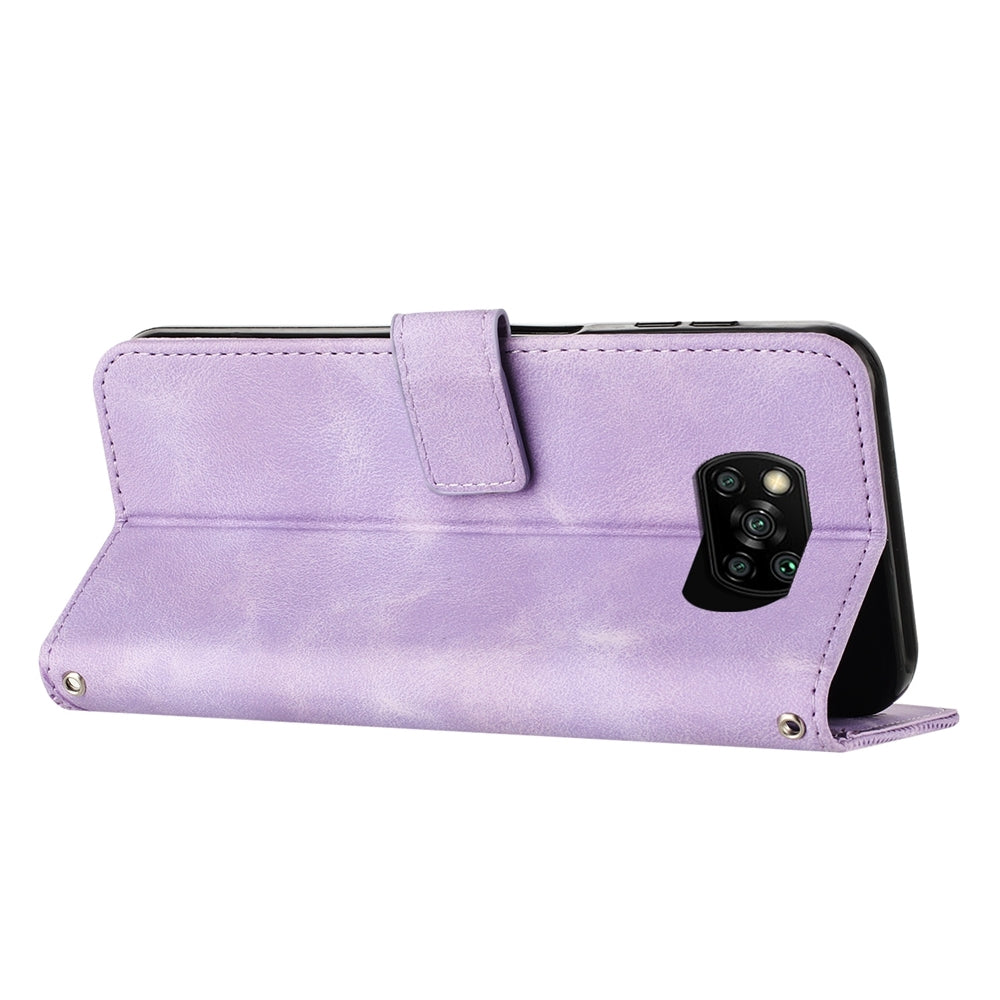 Xiaomi Poco X3 Dream Triangle Leather Wallet Phone Case with Lanyard, Card Slot, Cash Compartment, Foldable Kickstand, Shockproof PU TPU Protective Cover